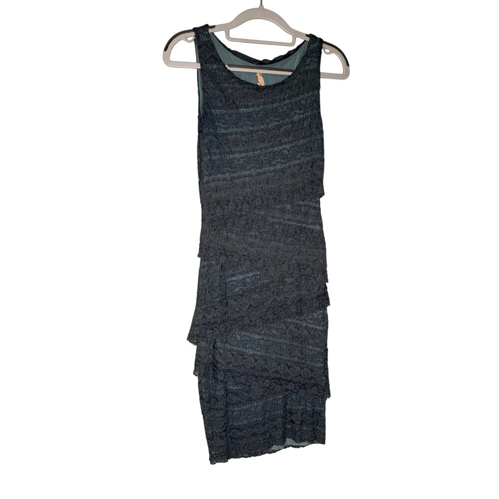 Bailey 44‎ blue tiered Bodycon sleeves lace dress